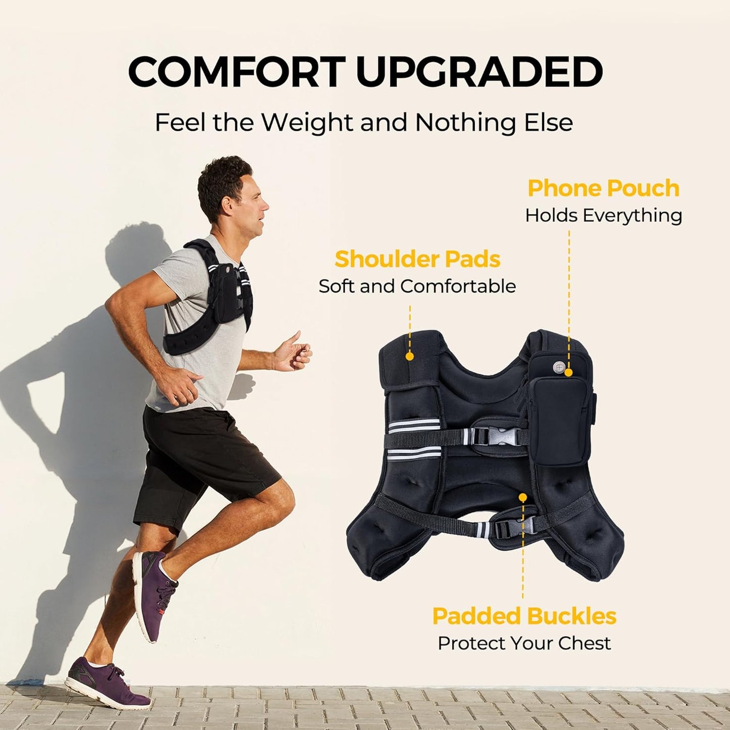 Adjustable Weighted Vest + Ankles/Wrists (16 lb) | Reflective Running + Strength