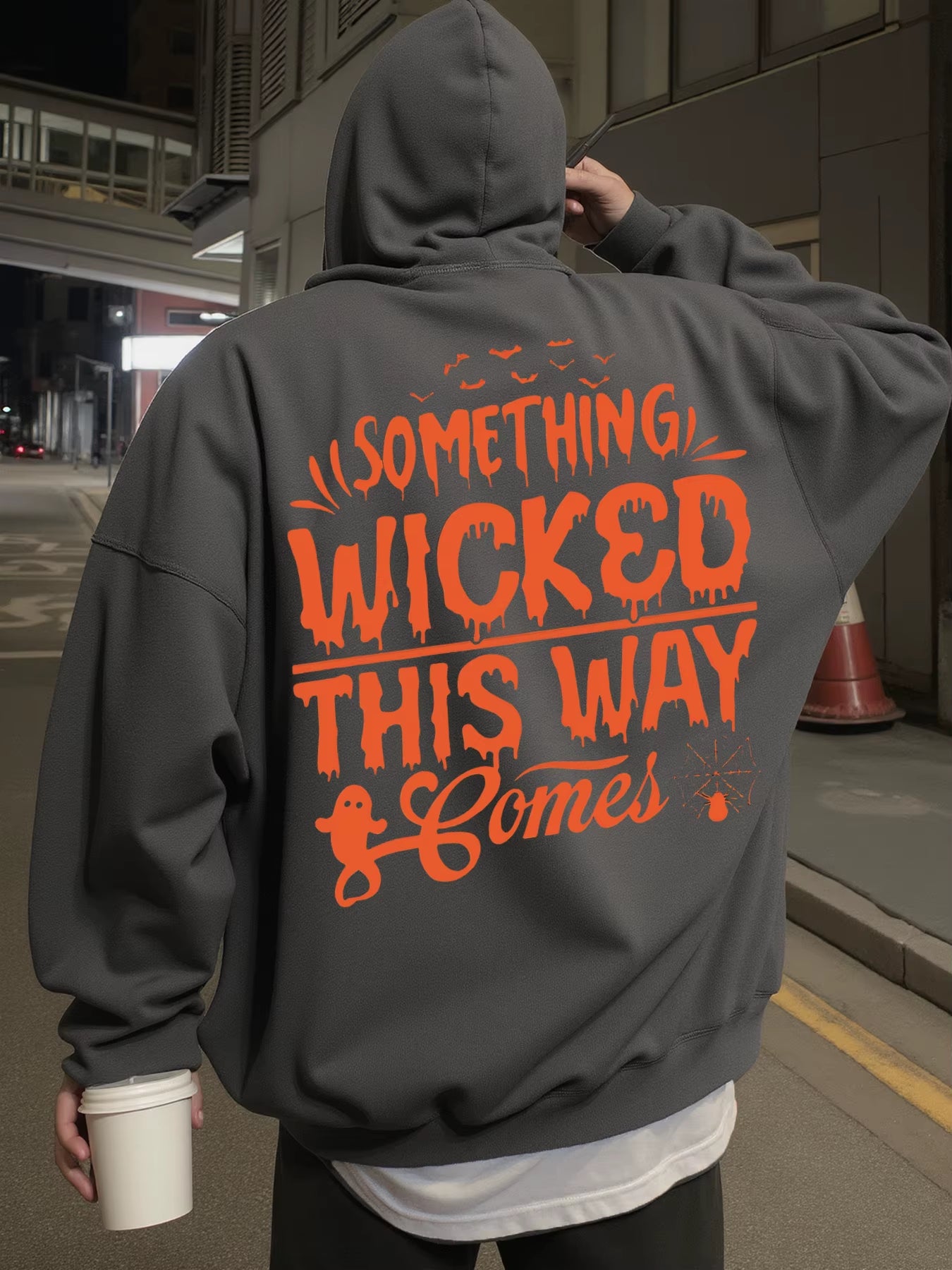 Hoodie for Men, Streetwear, Halloween Theme, Bat, Ghost, Spider Graphic Hoodies for Men, Suitable for Wearing in Spring, Autumn, and Winter Sweatshirt