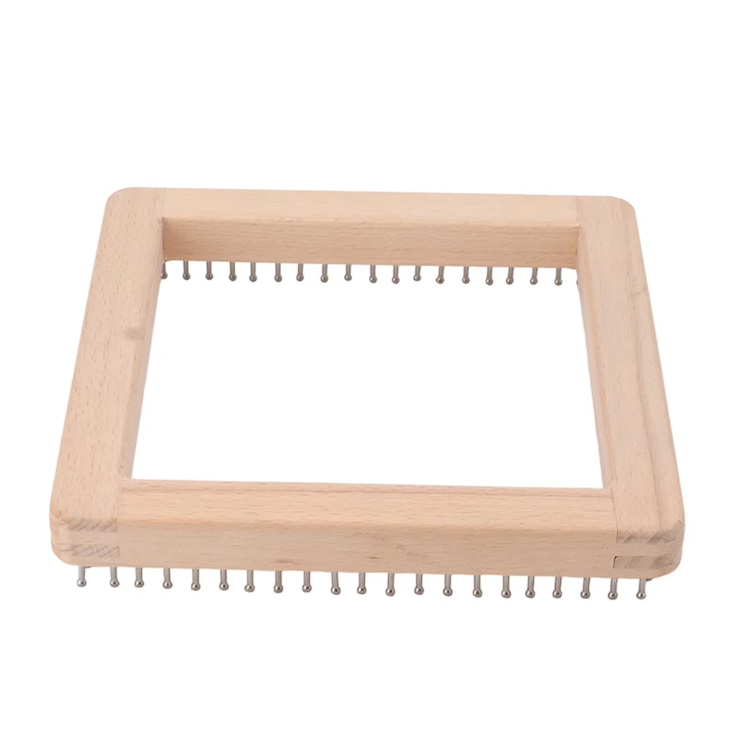 Mini Square Knitting Tool with Hooks Wooden Crochet Board for Weaving Mat Hairband Blanket Sock 19.5X19.5Cm