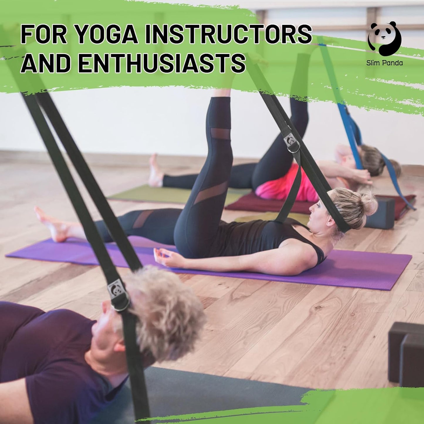 Slim Cotton Yoga Stretch Strap – Double D‑Ring Belt