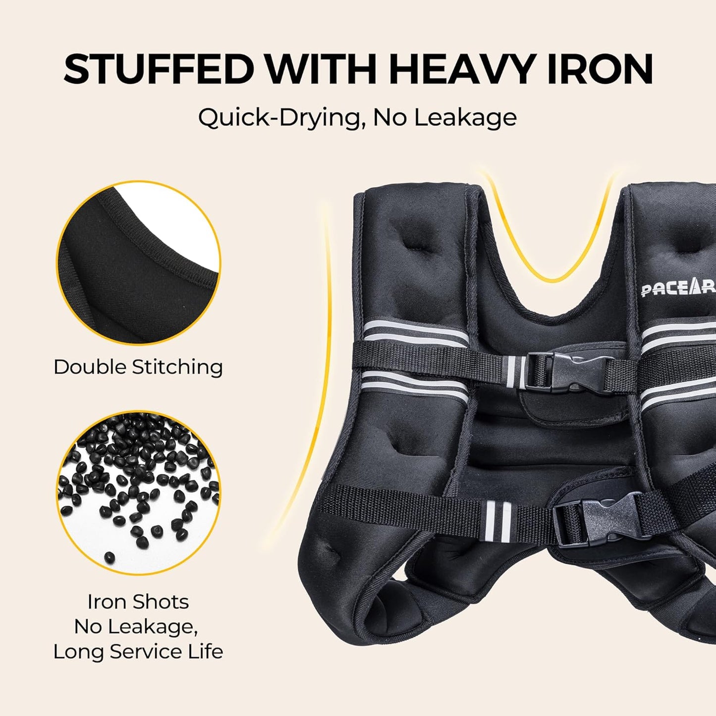 Adjustable Weighted Vest + Ankles/Wrists (16 lb) | Reflective Running + Strength