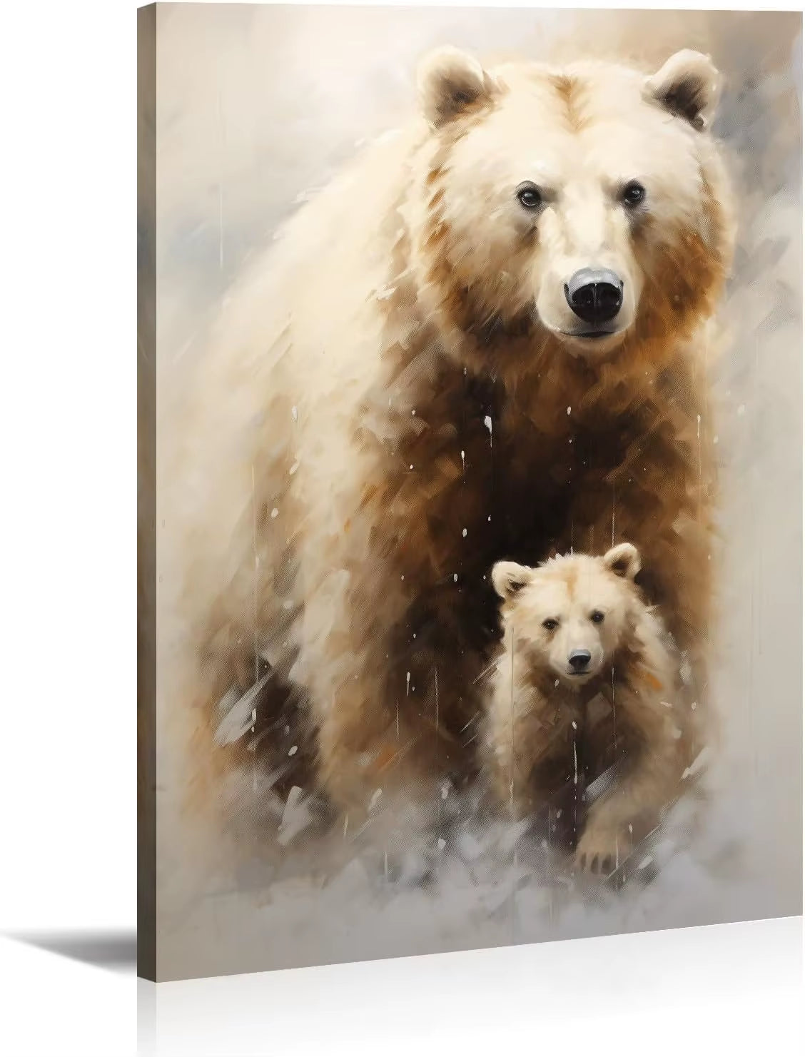 Large Lion Canvas Wall Art Lion & Lioness with Red Rose Flower Picture, Contemporary Animal Painting