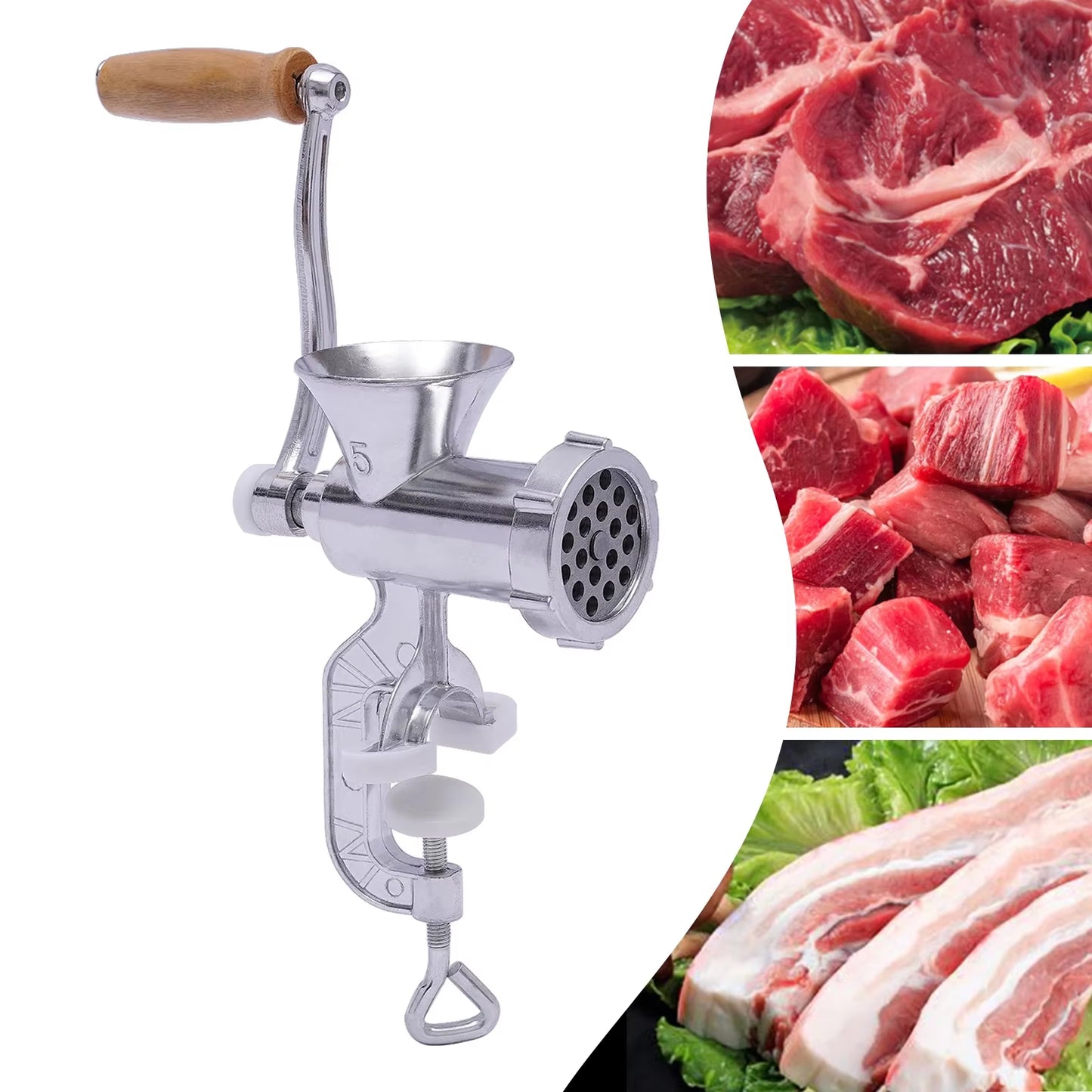 Manual Meat Grinder Aluminium Alloy Kitchen Tool Handheld Sausage Stuffer Household Grinder Food Processor