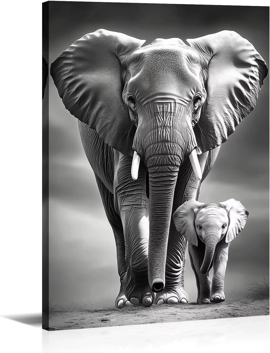 Large Lion Canvas Wall Art Lion & Lioness with Red Rose Flower Picture, Contemporary Animal Painting