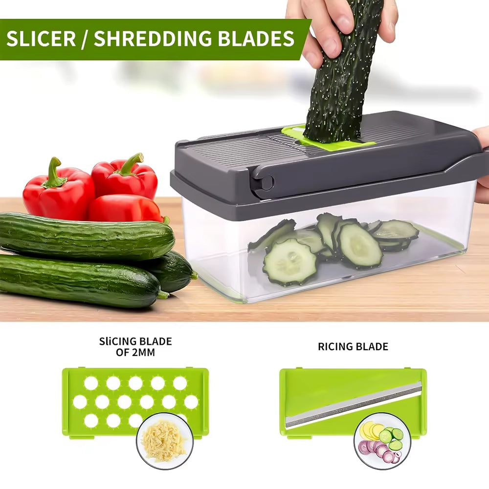 14 in 1 Multifunctional Vegetable Onion Manual Chopper Food Kitchen Potato Cut Shredder Slicer Kitchen Gadget