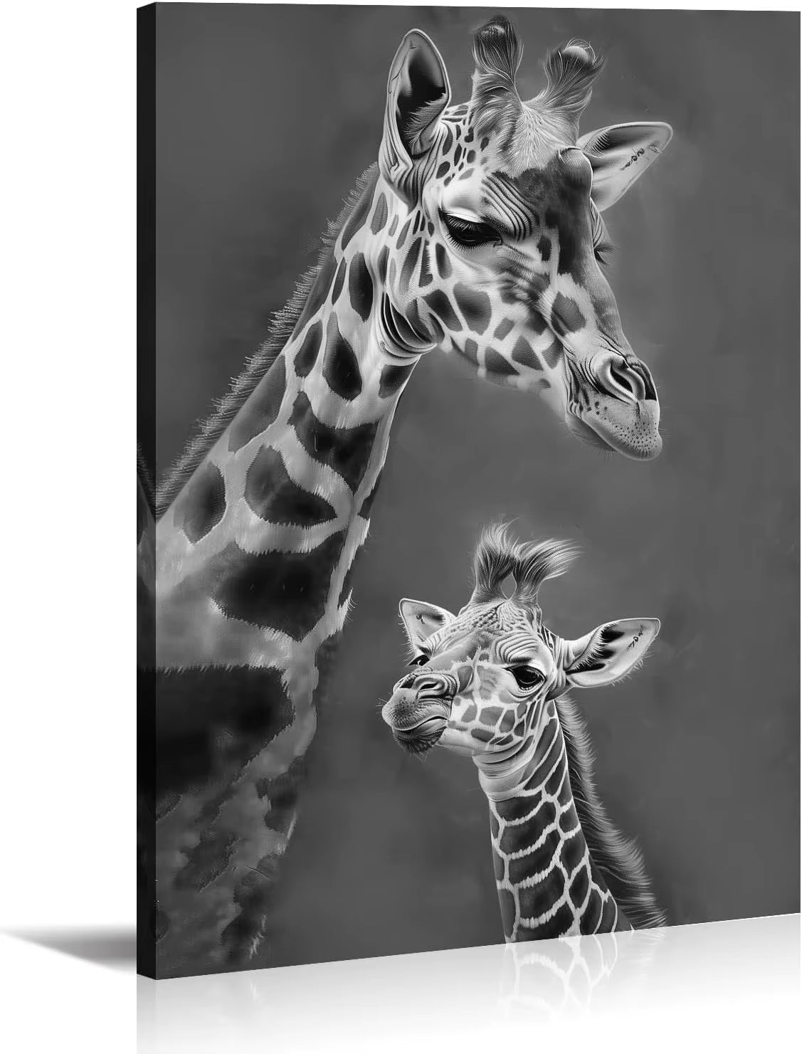 Large Lion Canvas Wall Art Lion & Lioness with Red Rose Flower Picture, Contemporary Animal Painting