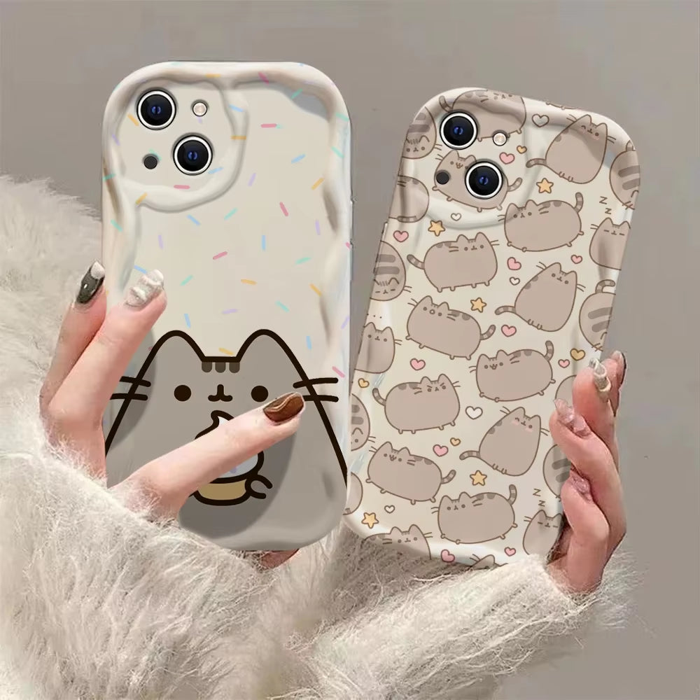 Funny Cat 3D Wave Case for Iphone 15 14 13 12 11 Pro Max Mini X XR XSMAX 8 7 6S plus Soft Silicone Cover