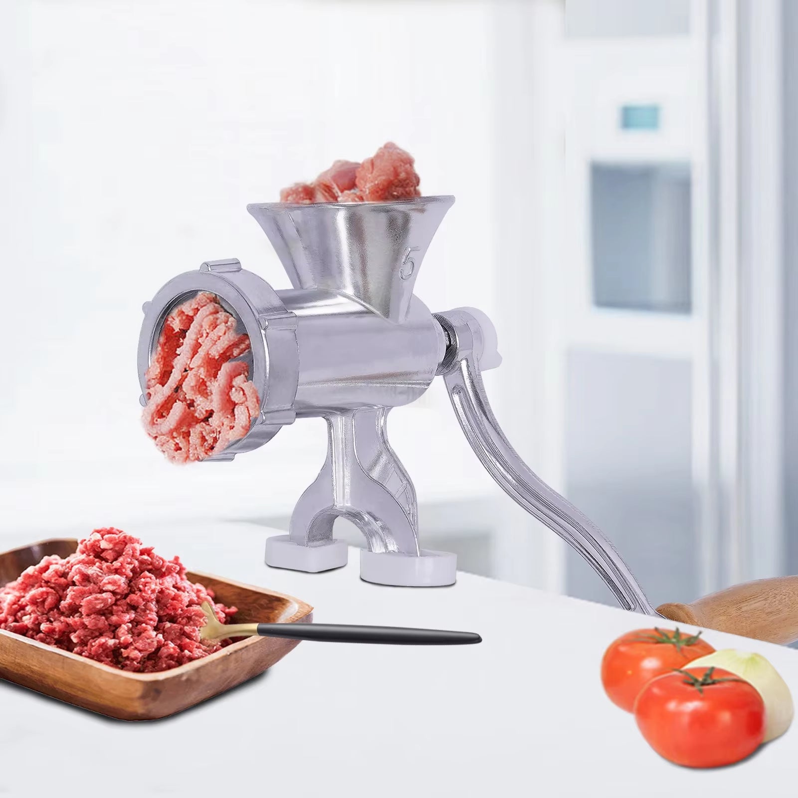 Manual Meat Grinder Aluminium Alloy Kitchen Tool Handheld Sausage Stuffer Household Grinder Food Processor