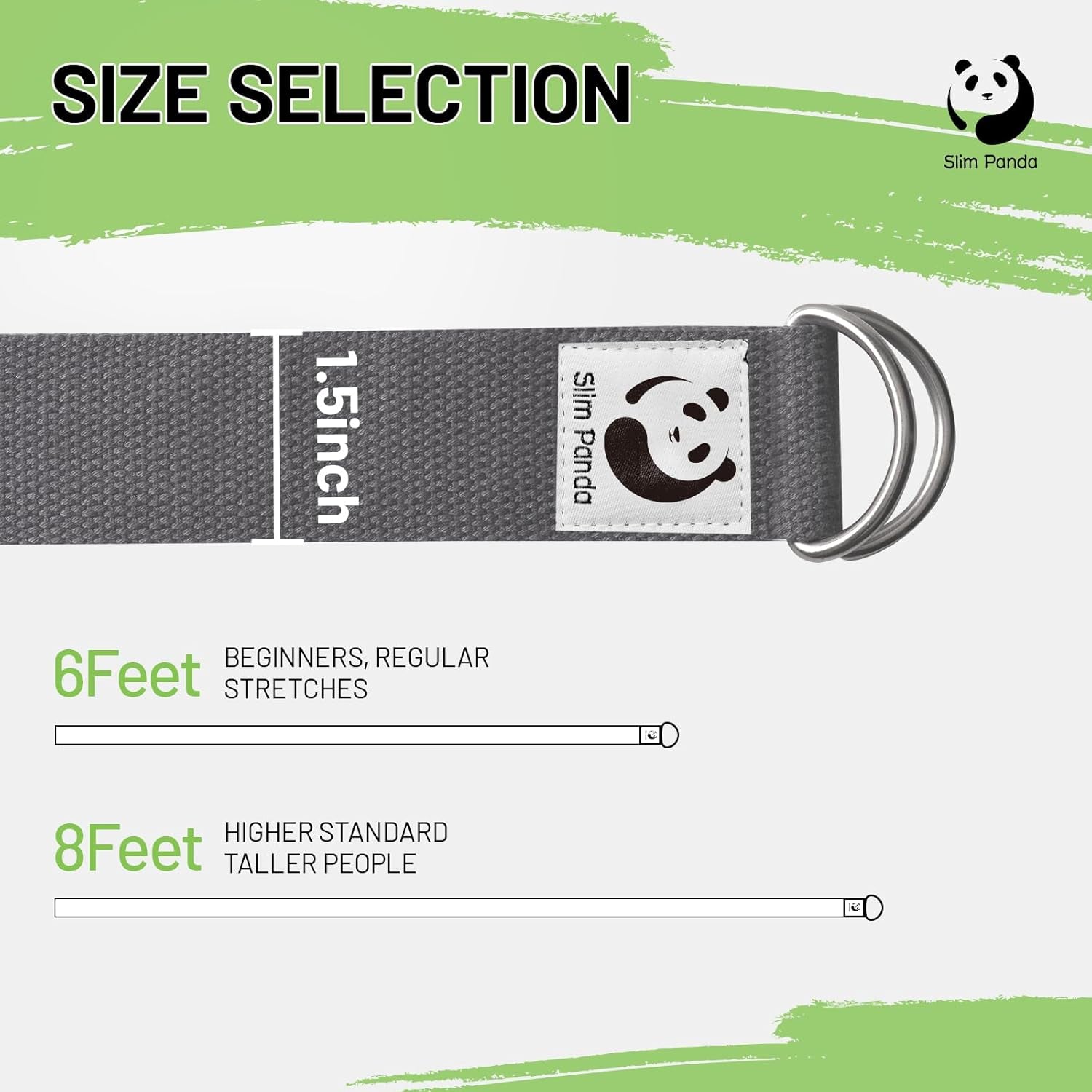 Slim Cotton Yoga Stretch Strap – Double D‑Ring Belt