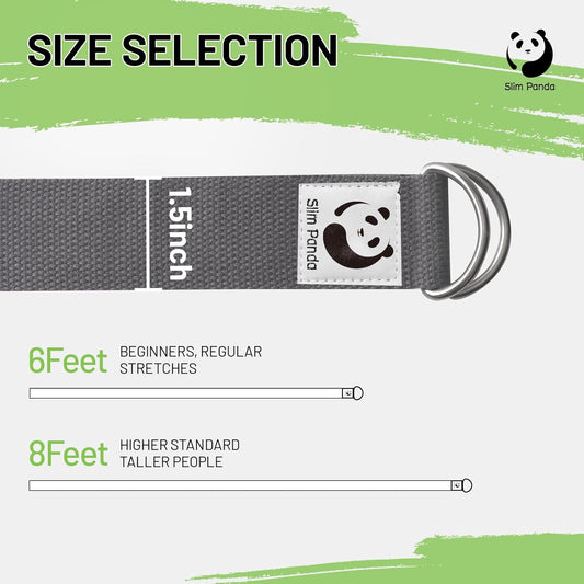 Slim Cotton Yoga Stretch Strap – Double D‑Ring Belt
