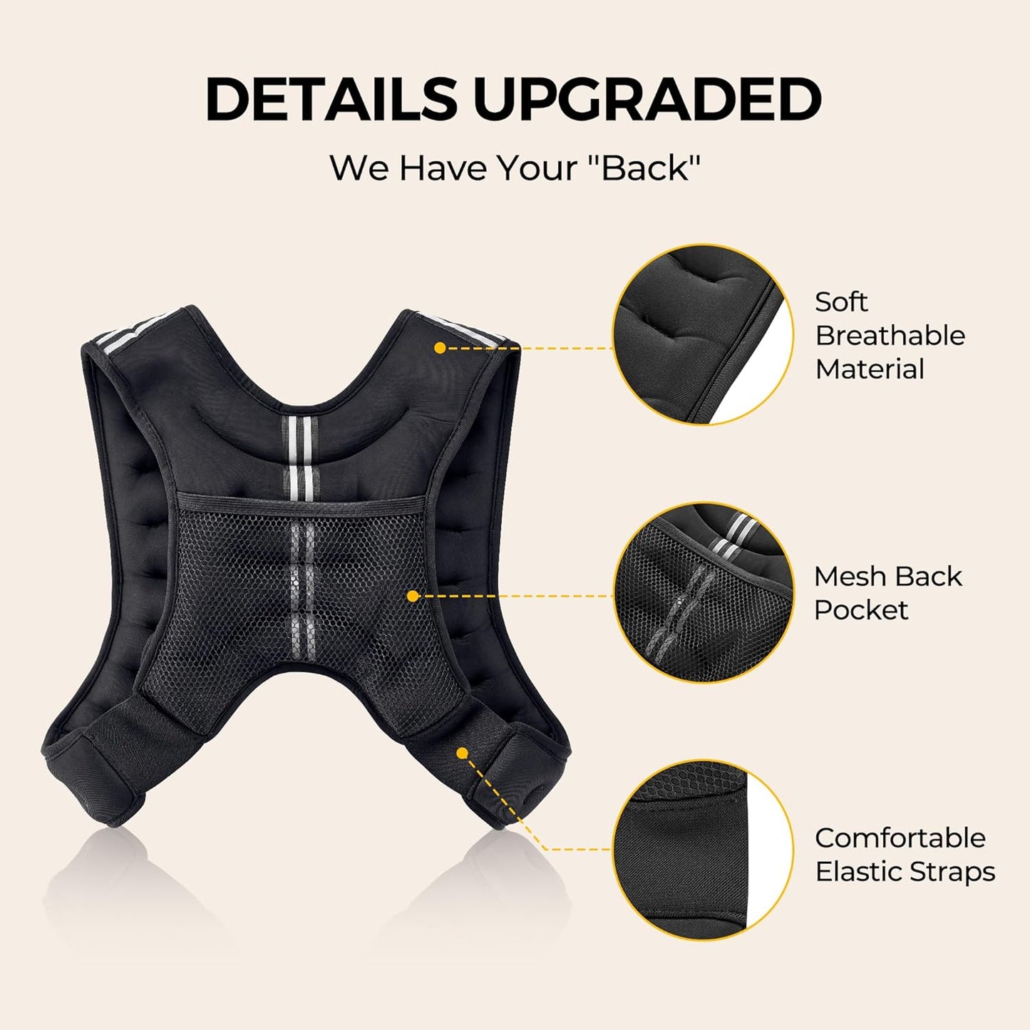 Adjustable Weighted Vest + Ankles/Wrists (16 lb) | Reflective Running + Strength
