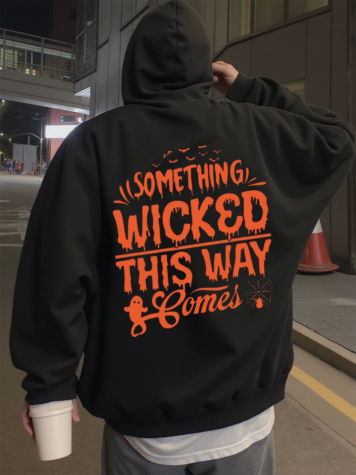 Hoodie for Men, Streetwear, Halloween Theme, Bat, Ghost, Spider Graphic Hoodies for Men, Suitable for Wearing in Spring, Autumn, and Winter Sweatshirt