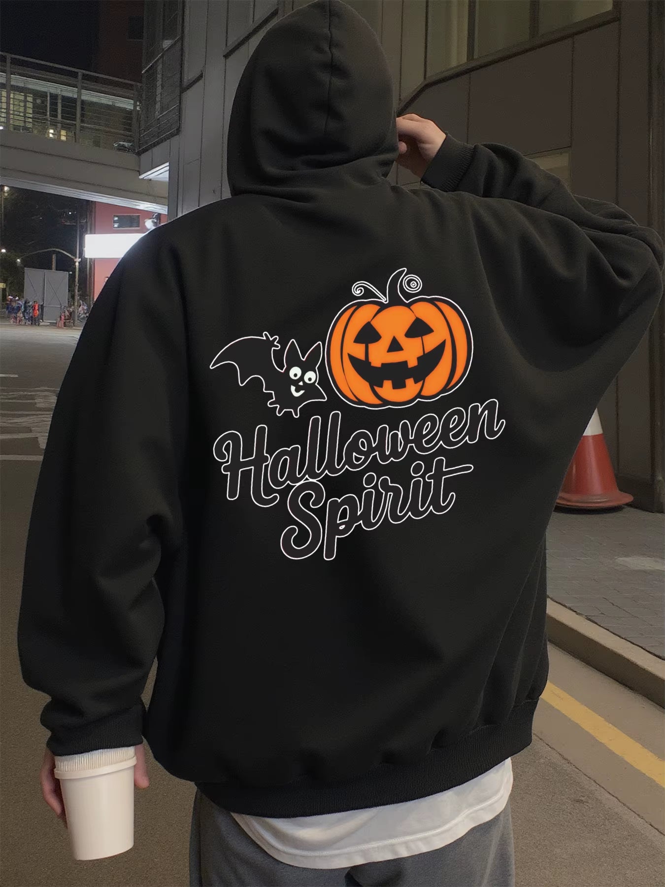 Hoodie for Men, Streetwear, Halloween Spirit Design, Bat Graphic Hoodies for Men, Suitable for Wearing in Spring, Autumn, and Winter Sweatshirt