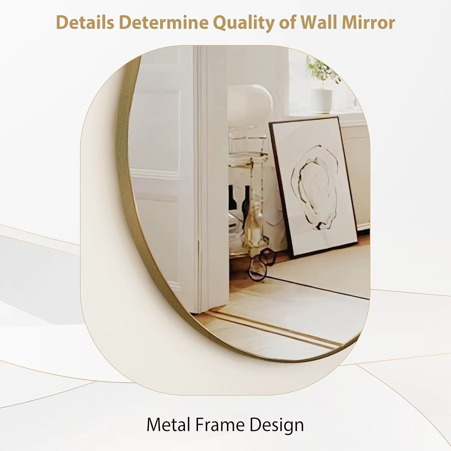 Irregular Wall Mirror Decorative, 20X36" Antique-Gold Mirror Wavy Accent Mirrors Asymmetrical Abstract Mirrors