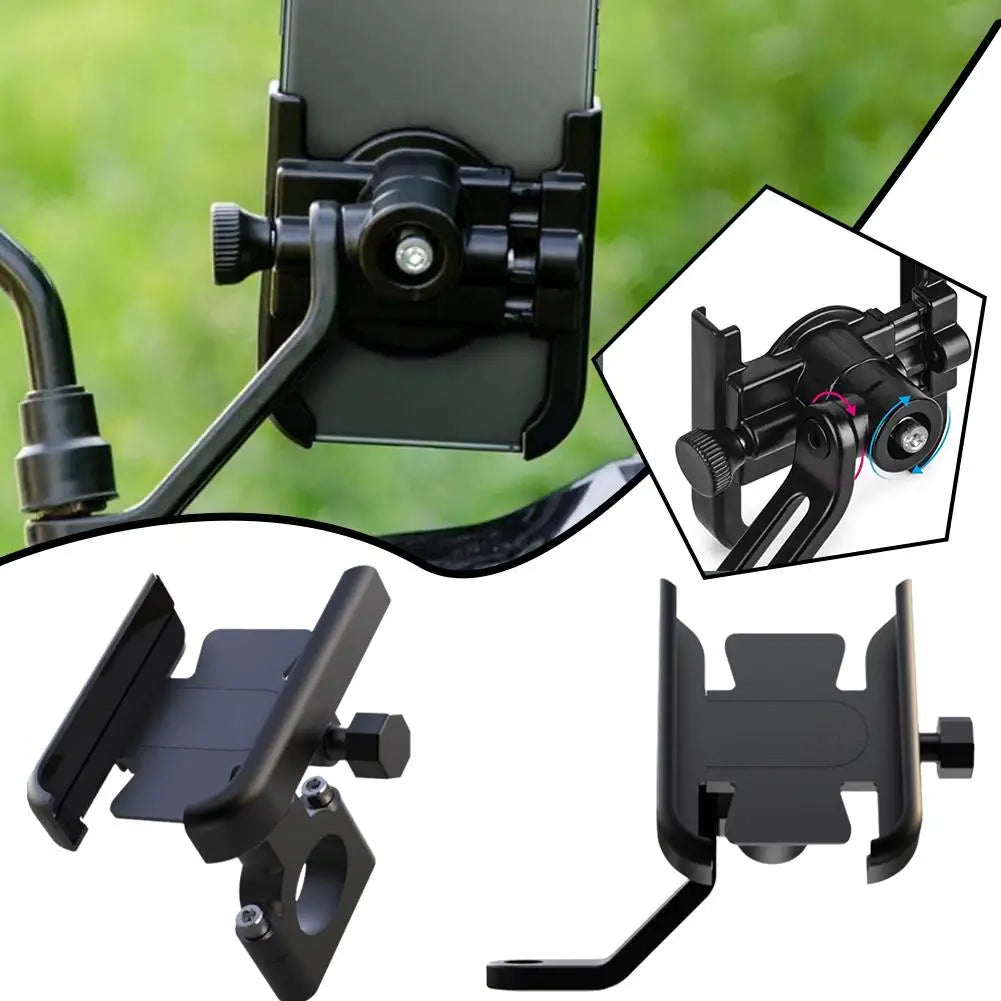 Motorcycle Mobile Phone Holder 360° Rotatable Aluminum Adjustable Bike Phone Holder Non-Slip Cycling GPS Bracket Clip Support