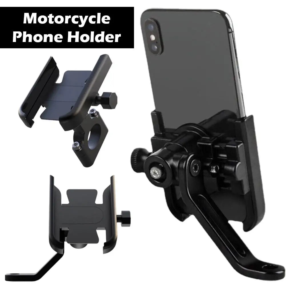 Motorcycle Mobile Phone Holder 360° Rotatable Aluminum Adjustable Bike Phone Holder Non-Slip Cycling GPS Bracket Clip Support