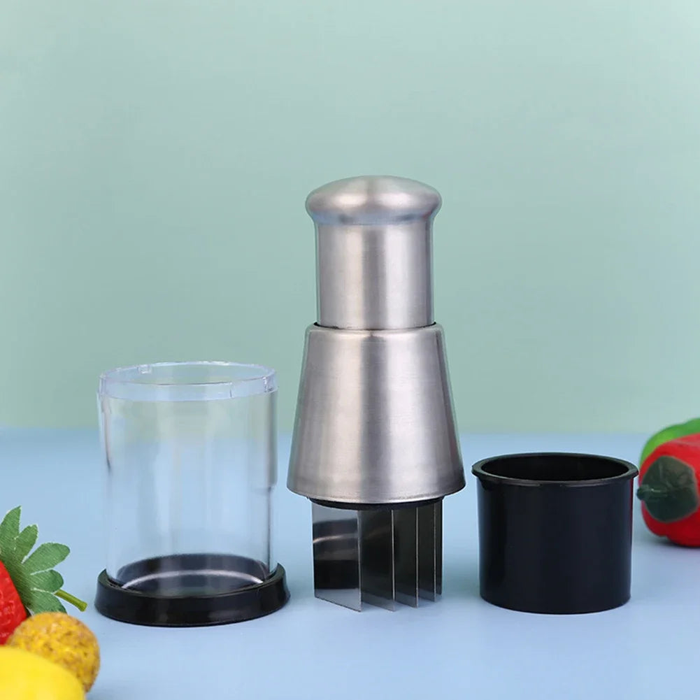 Stainless Steel Manual Hand Chopper Kitchen Tools Food Chopper Mini Garlic Mincer for Garlic Ginger Herbs Nuts