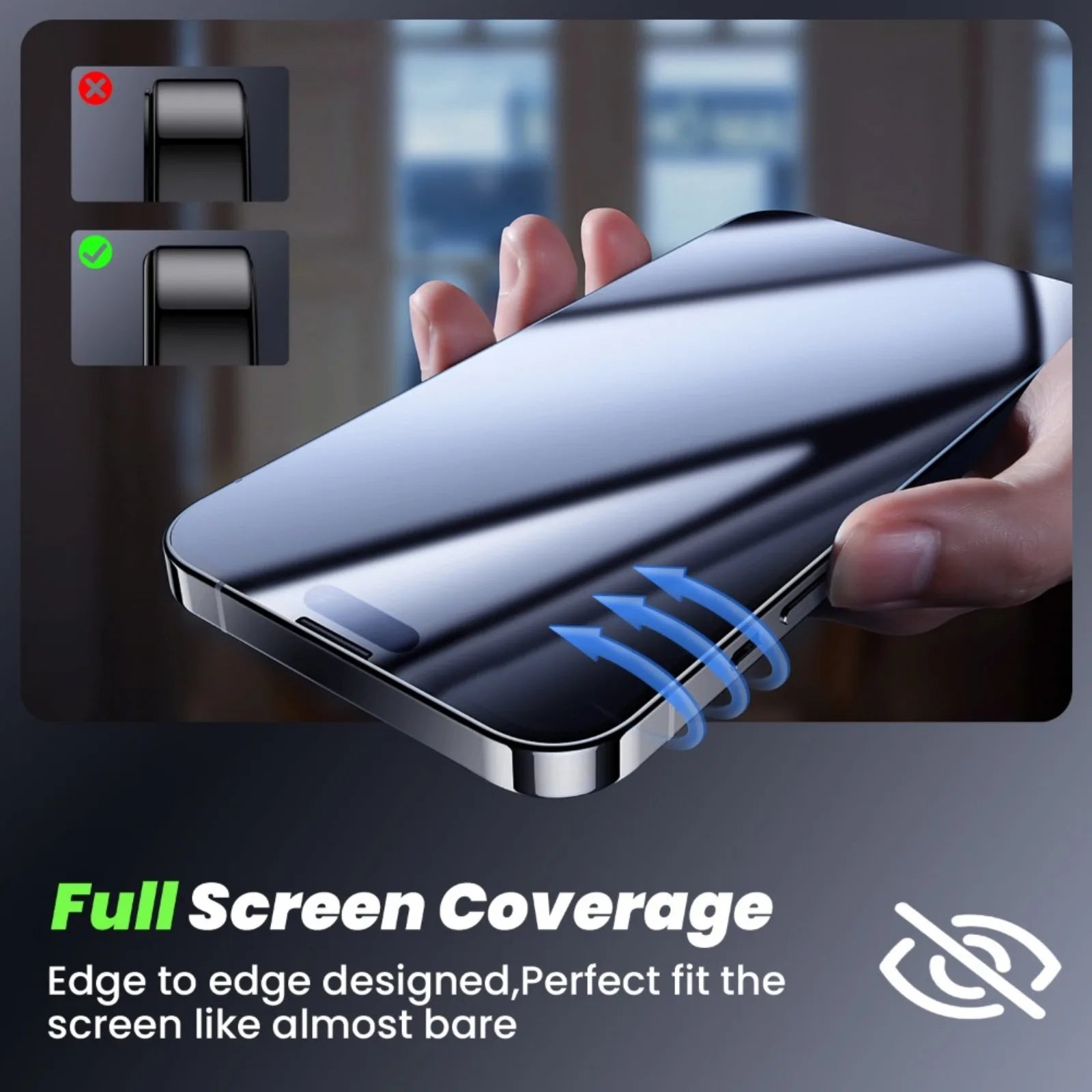 For Iphone ,Clear/Privacy Screen Protector Zero Bubble Auto Dust-Remove anti Glare Full Coverage Tempered Glass - 2 Pack