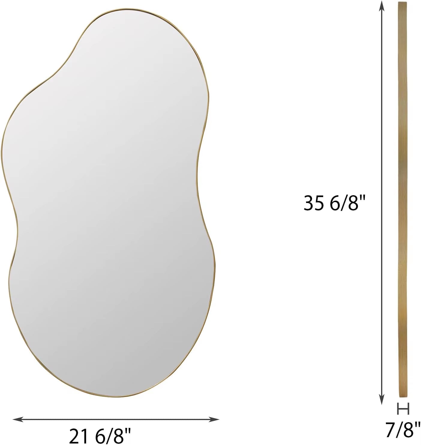 Irregular Wall Mirror Decorative, 20X36" Antique-Gold Mirror Wavy Accent Mirrors Asymmetrical Abstract Mirrors