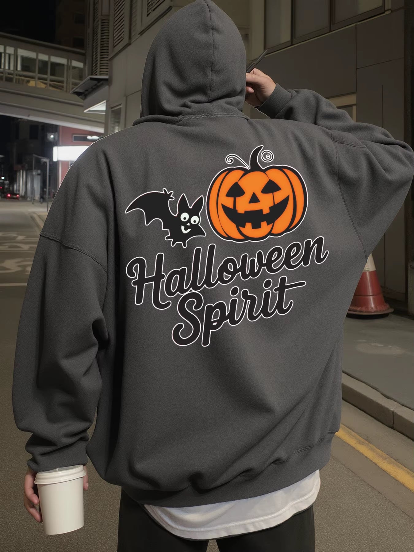 Hoodie for Men, Streetwear, Halloween Spirit Design, Bat Graphic Hoodies for Men, Suitable for Wearing in Spring, Autumn, and Winter Sweatshirt