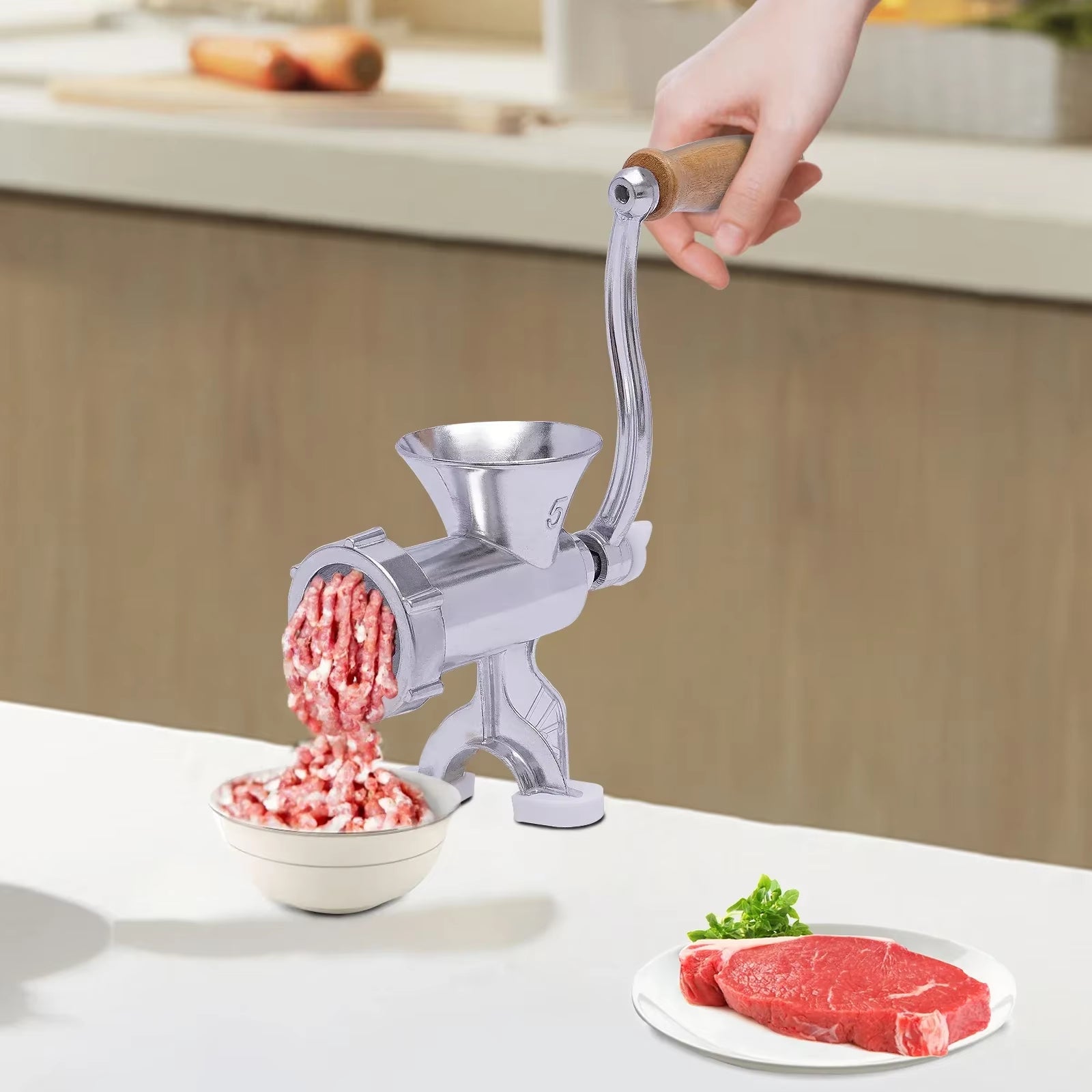 Manual Meat Grinder Aluminium Alloy Kitchen Tool Handheld Sausage Stuffer Household Grinder Food Processor
