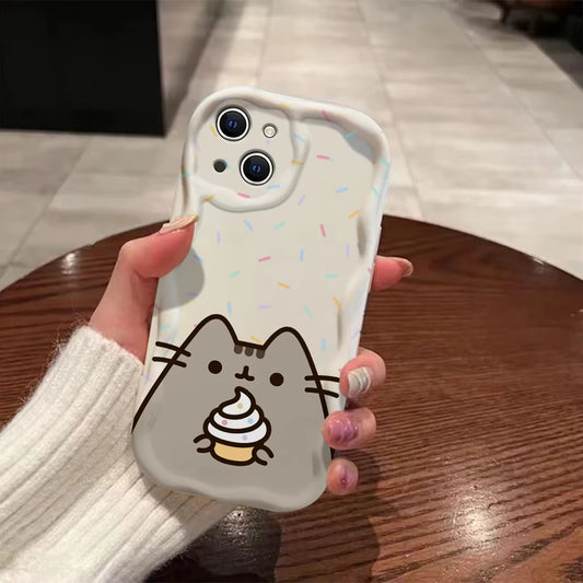 Funny Cat 3D Wave Case for Iphone 15 14 13 12 11 Pro Max Mini X XR XSMAX 8 7 6S plus Soft Silicone Cover