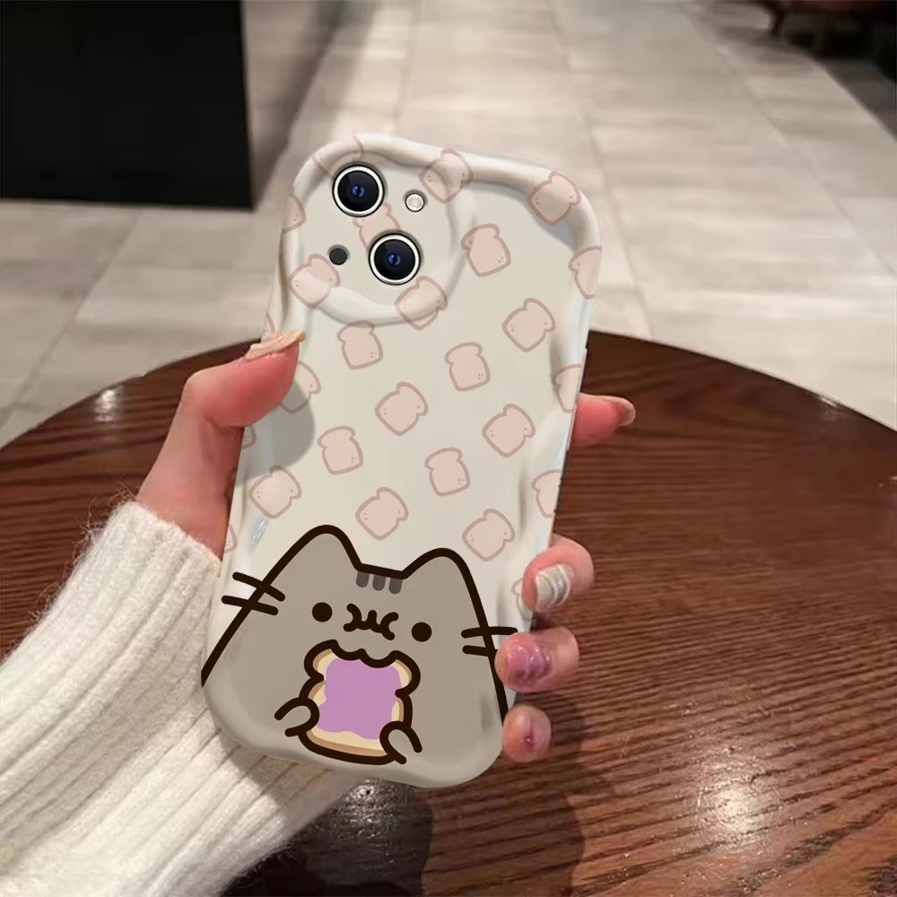 Funny Cat 3D Wave Case for Iphone 15 14 13 12 11 Pro Max Mini X XR XSMAX 8 7 6S plus Soft Silicone Cover
